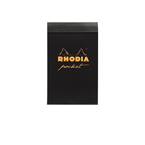 Rhodia 8559C - Notizblock Pocket kopfseitig geheftet, 7,5 x12 cm, 40 Blatt mikroperforiert, dot, Clairefontaine Papier weiß 80g, Cover Schwarz, 1 Stück von Rhodia