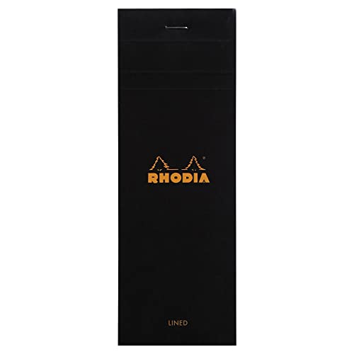 Rhodia 86008 - Schreibblock / Memo / Einkaufsblock No.8 7,4x21cm 80 Blätter liniert 80g, abtrennbar, mikroperforiert, mit Kartonrücken, robust und praktisch für unterwegs, geheftet, Schwarz, 1 Stück von Rhodia