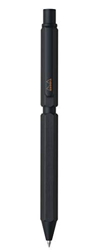 Rhodia 9342C – 3-in-1 ScRipt Multipen schwarz – nachfüllbar – 2 Kugelschreiber 0,5 mm schwarz & rot + 1 Druckbleistift Graphitmine 0,5 mm Schaft aus gebürstetem Aluminium von Rhodia