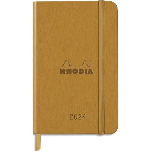 Rhodia Webplanner 2024 Terminkalender A6 – horizontales Gitter, 160 Seiten, elfenbeinfarbenes Papier, 90 g, Hardcover, mit Gummiband – Titan von Rhodia