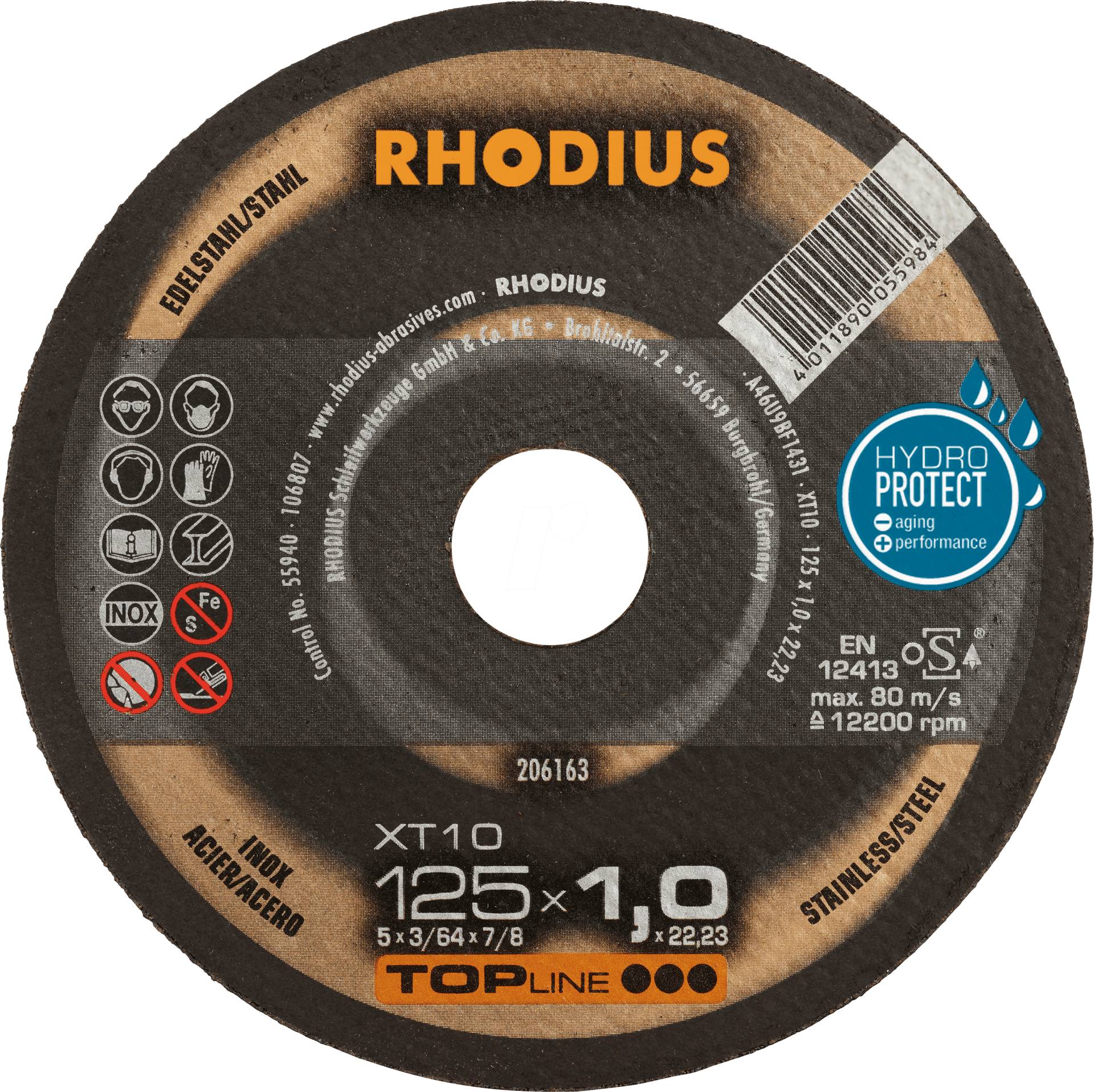 RHO 206260 - Trennscheibe, Edelstahl, 230 mm, 1,9 mm, XT10, 22,23 mm von Rhodius