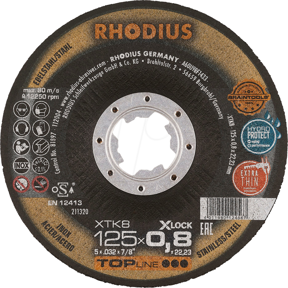RHO 211320 - Trennscheibe, extra-dünn, Ø 125 mm, 0,8 mm, X-LOCK Aufnahme, 25e von Rhodius