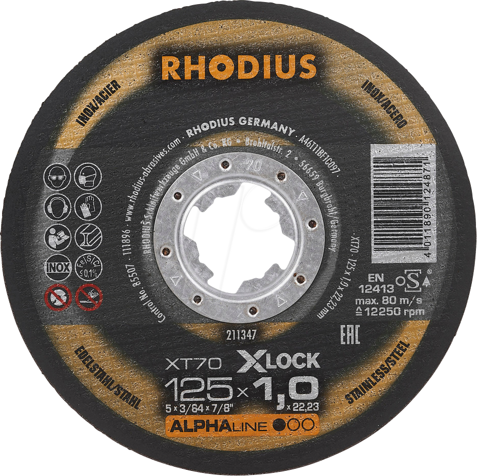 RHO 211347 - Trennscheibe, extra-dünn, Ø 125 mm, 1,0 mm, X-LOCK Aufnahme, 25e von Rhodius