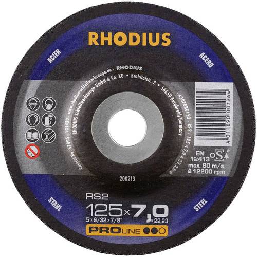Rhodius 200213 RS2 Schruppscheibe gekröpft Durchmesser 125mm Bohrungs-Ø 22.23mm Stahl Rhodius 200213 RS2 Schruppscheibe gekröpft Durchmesser 125mm Bohrungs-Ø 22.23mm Stahl von Rhodius