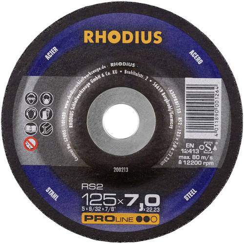 Rhodius 200213 RS2 Schruppscheibe gekröpft Durchmesser 125mm Bohrungs-Ø 22.23mm Stahl von Rhodius