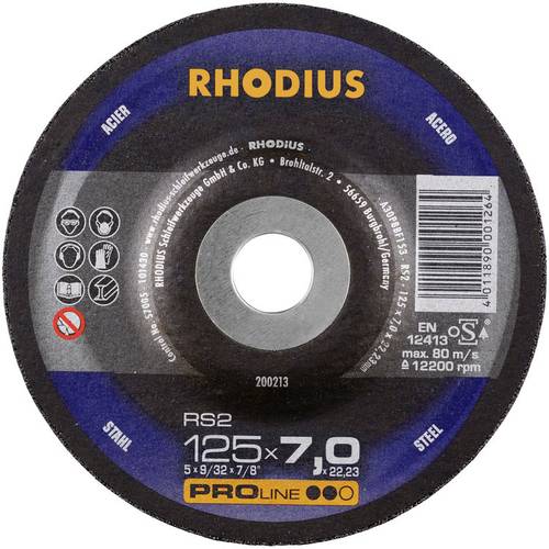 Rhodius 200253 RS2 Schruppscheibe gekröpft Durchmesser 180mm Bohrungs-Ø 22.23mm Stahl Rhodius 200253 RS2 Schruppscheibe gekröpft Durchmesser 180mm Bohrungs-Ø 22.23mm Stahl von Rhodius