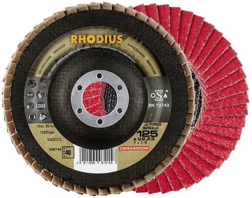 Rhodius 208743 JUMBO SPEED Fächerschleifscheibe Durchmesser 115mm Bohrungs-Ø 22.23mm Edelstahl von Rhodius
