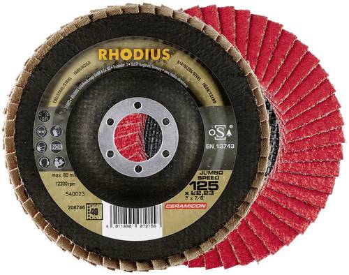 Rhodius 208745 JUMBO SPEED Fächerschleifscheibe Durchmesser 115mm Bohrungs-Ø 22.23mm Edelstahl von Rhodius
