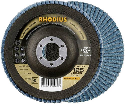 Rhodius 210479 LSZ F3 Fächerschleifscheibe Durchmesser 115mm Bohrungs-Ø 22.23mm Edelstahl von Rhodius