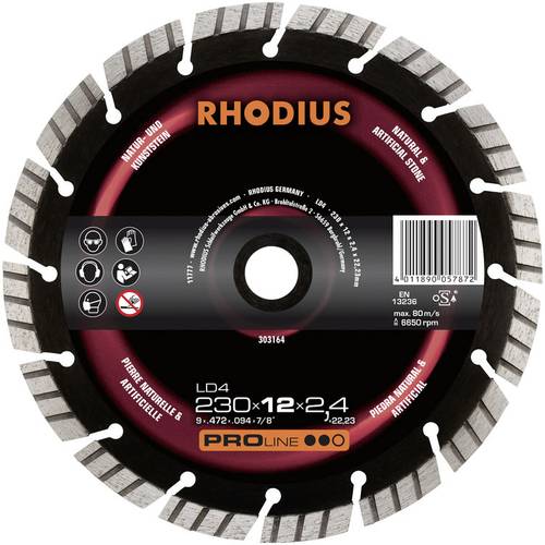 Rhodius 303164 LD4 Diamanttrennscheibe Durchmesser 230mm Bohrungs-Ø 22.23mm Naturstein 1St. Rhodius 303164 LD4 Diamanttrennscheibe Durchmesser 230mm Bohrungs-Ø 22.23mm Naturstein 1St. von Rhodius