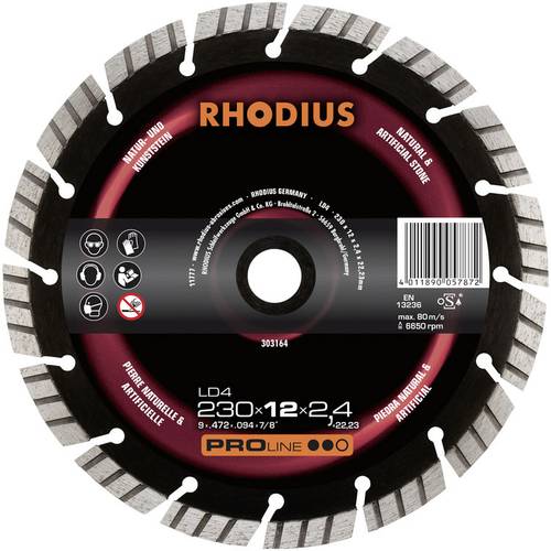 Rhodius 303164 LD4 Diamanttrennscheibe Durchmesser 230mm Bohrungs-Ø 22.23mm Naturstein 1St. von Rhodius