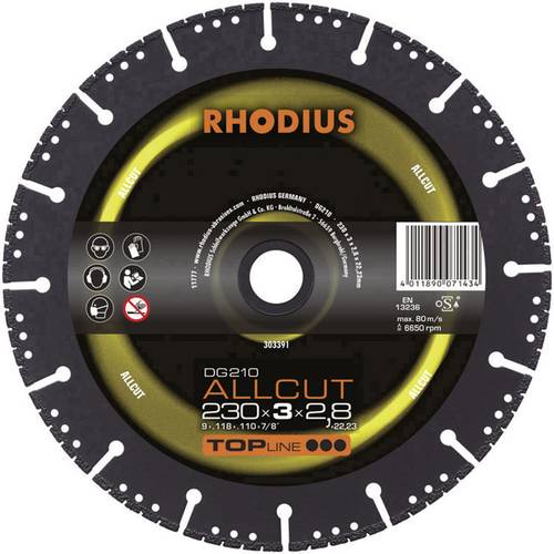 Rhodius 303390 DG210 ALLCUT Diamanttrennscheibe Durchmesser 180mm Bohrungs-Ø 22.23mm 1St. von Rhodius