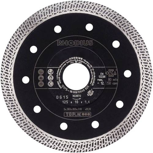 Rhodius 303870 DG15 Diamanttrennscheibe Durchmesser 125mm Bohrungs-Ø 22.23mm Fliesen, Keramik 1St. Rhodius 303870 DG15 Diamanttrennscheibe Durchmesser 125mm Bohrungs-Ø 22.23mm Fliesen, Keramik 1St. von Rhodius