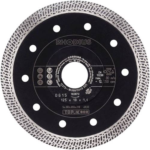 Rhodius 303900 DG15 Diamanttrennscheibe Durchmesser 115mm Bohrungs-Ø 22.23mm Fliesen, Keramik 1St. Rhodius 303900 DG15 Diamanttrennscheibe Durchmesser 115mm Bohrungs-Ø 22.23mm Fliesen, Keramik 1St. von Rhodius