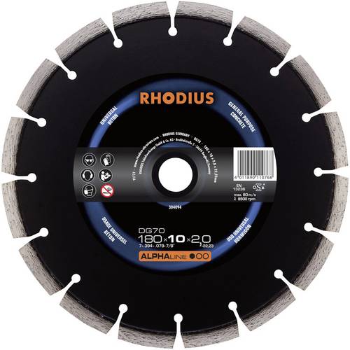 Rhodius 304094 DG70 Diamanttrennscheibe Durchmesser 180mm Bohrungs-Ø 22.23mm Beton 1St. Rhodius 304094 DG70 Diamanttrennscheibe Durchmesser 180mm Bohrungs-Ø 22.23mm Beton 1St. von Rhodius