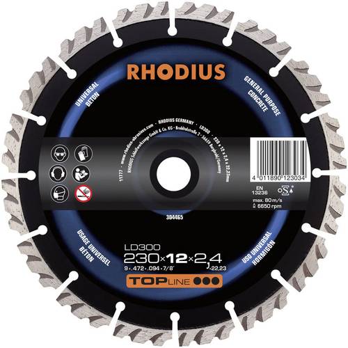 Rhodius 304465 LD300 Diamanttrennscheibe Durchmesser 230mm Bohrungs-Ø 22.23mm Beton 1St. von Rhodius