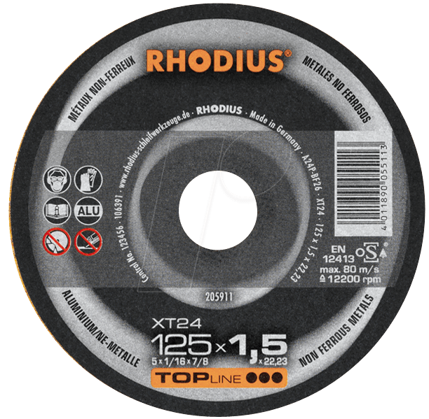 TS XT24-125 - Trennscheibe, Aluminium /NE-Metalle, 125 mm, 1,5 mm, XT24 von Rhodius