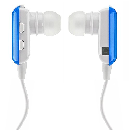 RHOMBUTECH Bluetooth Headset Kopfhörer Ohrhörer Sport - [Blau] - Stereo - verstellbare Größe - für Handy, PC, Tablet, Ipad, iPhone, Smartphone, Apple Mac Book uvm (In Ear - blau) von Rhombutech