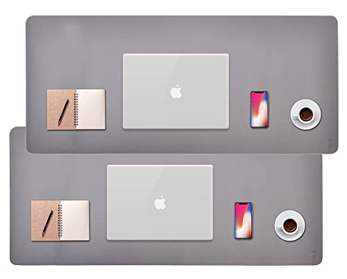 Rhombutech XXL Mauspad, Schreibtischunterlage, Notebookunterlage, Schreibtischschutz. Ideal im Büro oder für Zuhause (Set 2X [90 x 43cm], Grau) von Rhombutech