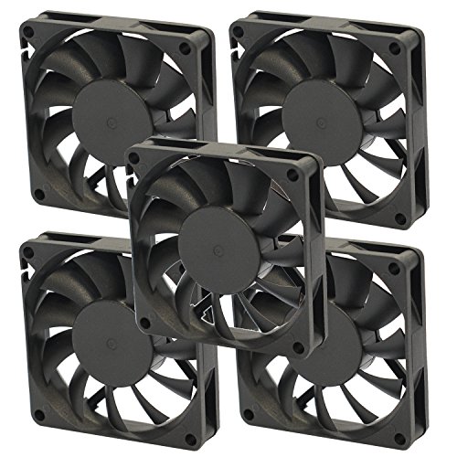 SET 5x Flüsterleiser, gleitgelagerter 70 x 70 x 15 mm Lüfter DC12V 0.20A, 3 Pins Stromanschluß (SET - 5x 70/70/15) von Rhombutech
