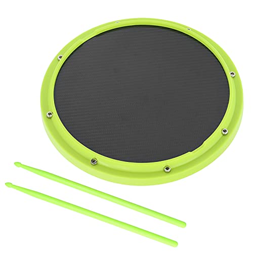 12 -Zoll -Schlagzeug Percussion Training Carbonfaser Nicht Slip Shockabsorbent Matte mit Trommelstöcken (Leuchtendes Grün) von RiToEasysports