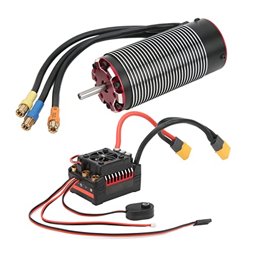 150A 4 Pole Rotor -sensorloser Bürstenloser Motor mit Temperaturschnittstelle, Wasserdicht 4292 1780 KV ESC Set für 1/8 RC -Auto, Langlebige Premium Komponenten Schwarz Rot von RiToEasysports