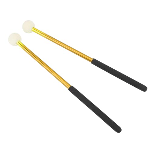 2 PCs Drum Timpani MALKETS, 32 Cm Antislip Bass Percussion Sticks Instrument Accessoire Legierung Körper Wolle Filzkopf für Schlagzeug Snare (GOLD) von RiToEasysports