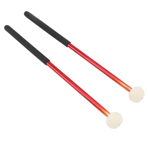 2 PCs Drum Timpani MALKETS, 32 Cm Antislip Bass Percussion Sticks Instrument Accessoire Legierung Körper Wolle Filzkopf für Schlagzeug Snare (Rot) von RiToEasysports