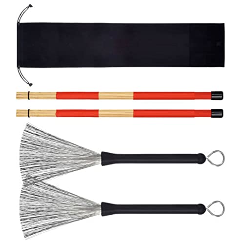 Drumstick -Bürsten Set, Flexible Einstellung Edelstahl -Drum Drahtbürsten mit Drumstick für Schlagzeuger Zum Spielen Drumstick -Bürsten Set, Flexible Einstellung Edelstahl -Drum Drahtbürsten mit Drumstick für Schlagzeuger Zum Spielen von RiToEasysports