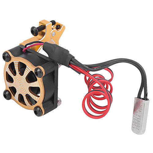 Hochwertiger Motorwärmekühlkühlungslüfter mit Thermissensor für RC -Auto 540 550 3650 3660, Halteles Aluminiumlegier -RC Zubehör für HPI bürstenlosen Motor 3600 Seriell, Rot, Rot (GOLD) von RiToEasysports