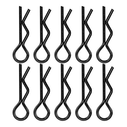RC -Autoschalen -Clips Langlebige Metallkörpernadeln für 1/5 1/6 /8 /10 RC Auto, 10pcs 7mm Car Shell Clip Rshape für die Meisten Fernbedienungsautos (BLACK) von RiToEasysports