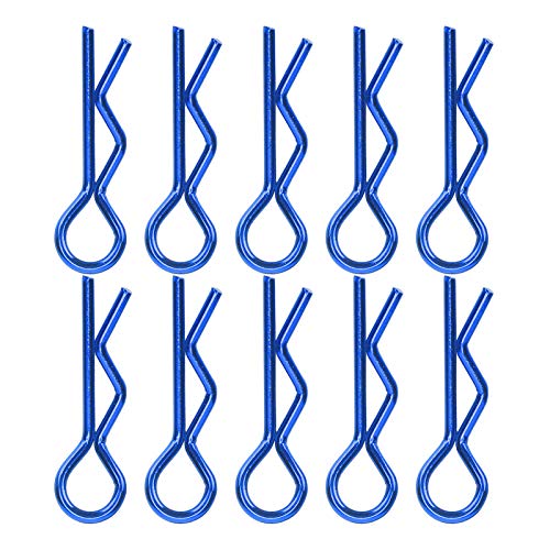 RC -Autoschalen -Clips Langlebige Metallkörpernadeln für 1/5 1/6 /8 /10 RC Auto, 10pcs 7mm Car Shell Clip Rshape für die Meisten Fernbedienungsautos (BLUE) von RiToEasysports