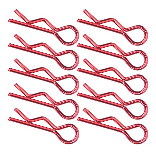 RC -Autoschalen -Clips Langlebige Metallkörpernadeln für 1/5 1/6 /8 /10 RC Auto, 10pcs 7mm Car Shell Clip Rshape für die Meisten Fernbedienungsautos (Rot) von RiToEasysports