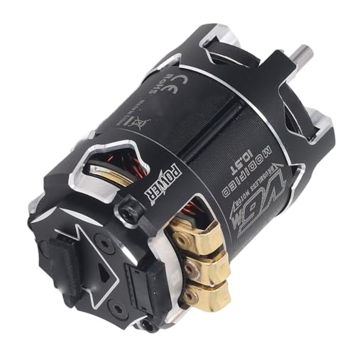 RC Bürstenloser Motor 540 V6M Schwarz Silber Spürte, Leistungsstarker Drehmomentmotor für 1/10 RC -Auto, Aluminiumlegierung/Kupfer/Stahl (10.5T) von RiToEasysports