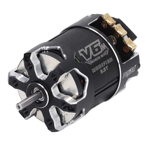 RC Bürstenloser Motor 540 V6M Schwarz Silber Spürte, Leistungsstarker Drehmomentmotor für 1/10 RC -Auto, Aluminiumlegierung/Kupfer/Stahl (3.5T) von RiToEasysports