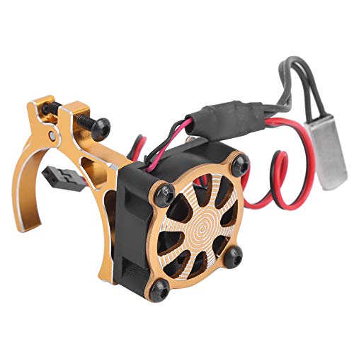 RC -Modellauto -Motor Kühlkühlungslüfter mit Thermosensor für 540 550 3650 3660, Aluminiumlegierung RC Zubehör für/HSP/Redcat/Axial Scx10 D90, Schwarz, Schwarz (GOLD) von RiToEasysports