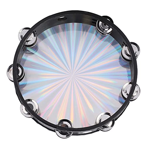 Reflektierende -Tamburin, Doppelreihe Jingles Abs Hand Gehaltene Trommel für Percussion, Multicolor, 10 Zoll Reflektierende -Tamburin, Doppelreihe Jingles Abs Hand Gehaltene Trommel für Percussion, Multicolor, 10 Zoll von RiToEasysports