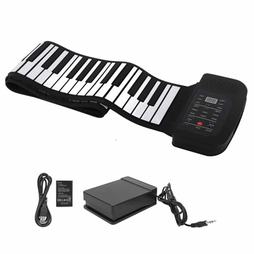Rollup Piano -Tastatur, Wiederaufladbare 88 Tasten Handroll Klavier Tragbare Tastatur -Bildungsgeschenke mit Doppelmagnetlautsprechern für Anfänger (88 Schlüssel in Englisch) von RiToEasysports
