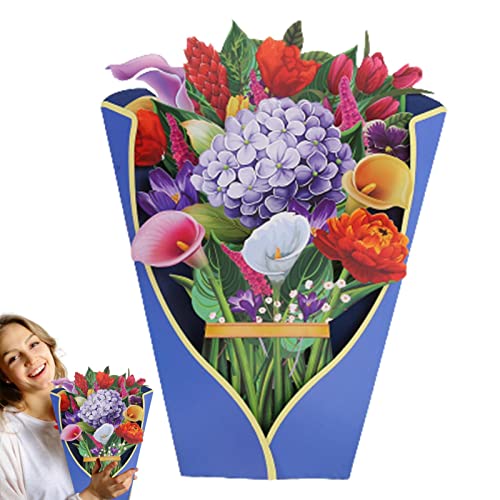 Rianpesn Blumenstrauß-Grußkarte - 13inch Karten Papier mit Notizkarte und Umschlag, 3D-Popup-Geburtstagskarte Papier Blumen für Muttertag, Geburtstag, Dankeskarte von Rianpesn