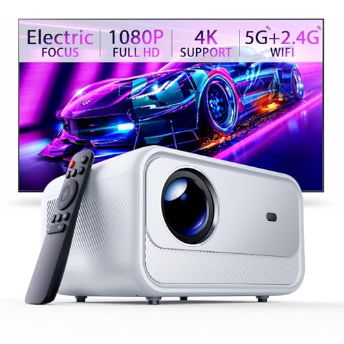 Riatanxi Tragbarer Projektor mit 1080P Auflösung nativ: 18000 Lumen Videoprojektor mit Android-System, unterstützt WiFi und Projektion von Smartphone, geeignet für Zuhause und Büro von Riatanxi