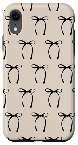 Hülle für iPhone XR Ästhetische schwarze Schleife auf Beige von Ribbon Bow Pattern