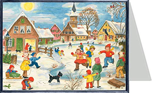 Weihnachtskarte "Schlittschuhlauf" Richard Sellmer Verlag mit Briefumschlag von Richard Sellmer Verlag