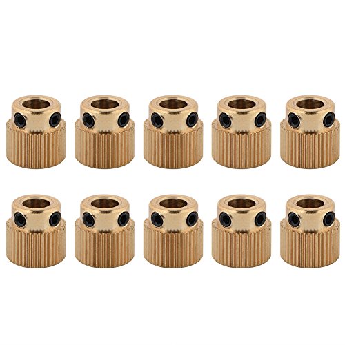 10pcs Zahnräder,Richer-R 3D Drucker Hochwertigen Messing Antriebszahnrad,Tragbar Leicht Extruder Zahnrad 5mm für 3D Drucker MK7 MK8 Extruder 26/40 Zähne Gold(40 Zähne) von Richer-R