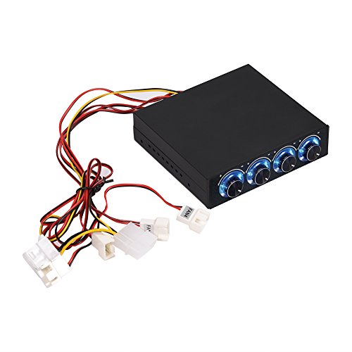Richer-R Lüfter-Controller, 4-Kanal Lüftergeschwindigkeit Regler Kontroller Lüftersteuerung,3Pin+4Pin Steckverbinder Lüftergeschwindigkeit Blaue LED PC CPU Fan Controller für Computer Desktop von ASHATA
