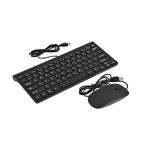 Richer-R Mini-Tastatur- und Maus-Set (kabelgebunden, kompakt, leicht, ultradünnes Design) schwarz von Richer-R