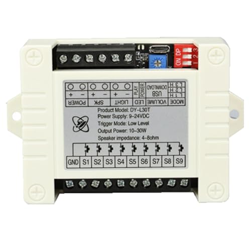 Richeyty 30 W MP3-Sprachwiedergabemodul DY-L30T 9 Trigger-Musik-Player-Leistungsverstärkerplatine TF-Karte 32 G Max. WAV DC 12 V 24 V MP3 B von Richeyty