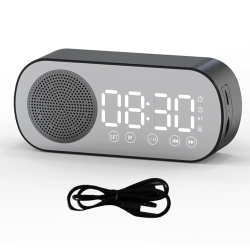 Richeyty Drahtloser Bluetooth-Lautsprecher, Radiowecker, Dual-Alarm, Unterstützt TF-Karte, Digitaler Alarm für Heimbüro, Schwarz Richeyty Drahtloser Bluetooth-Lautsprecher, Radiowecker, Dual-Alarm, Unterstützt TF-Karte, Digitaler Alarm für Heimbüro, Schwarz von Richeyty