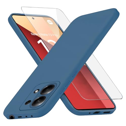 Richgle Kompatibel mit Redmi Note 13 Pro 4G / POCO M6 Pro 4G Hülle & [2 Stück] Glas Schutzfolie, Dünn Weich Silikon Hülle Handyhülle Schutzhülle Case Kompatibel mit Redmi Note 13 Pro 4G - Blau RG82734 von Richgle