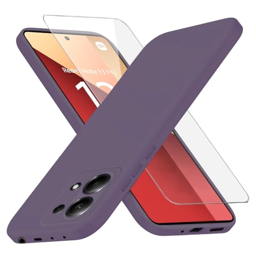 Richgle Kompatibel mit Redmi Note 13 Pro 4G / POCO M6 Pro 4G Hülle & [2 Stück] Glas Schutzfolie, Dünn Weich Silikon Handyhülle Schutzhülle Case Kompatibel mit Redmi Note 13 Pro 4G - Dunkellila RG82770 von Richgle