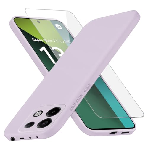 Richgle Kompatibel mit Redmi Note 13 Pro 5G Hülle & [2 Stück] Glas Schutzfolie, Dünn Weich Silikon Hülle Handyhülle Schutzhülle Case Kompatibel mit Redmi Note 13 Pro 5G / POCO X6 - HellViolett RG82600 von Richgle
